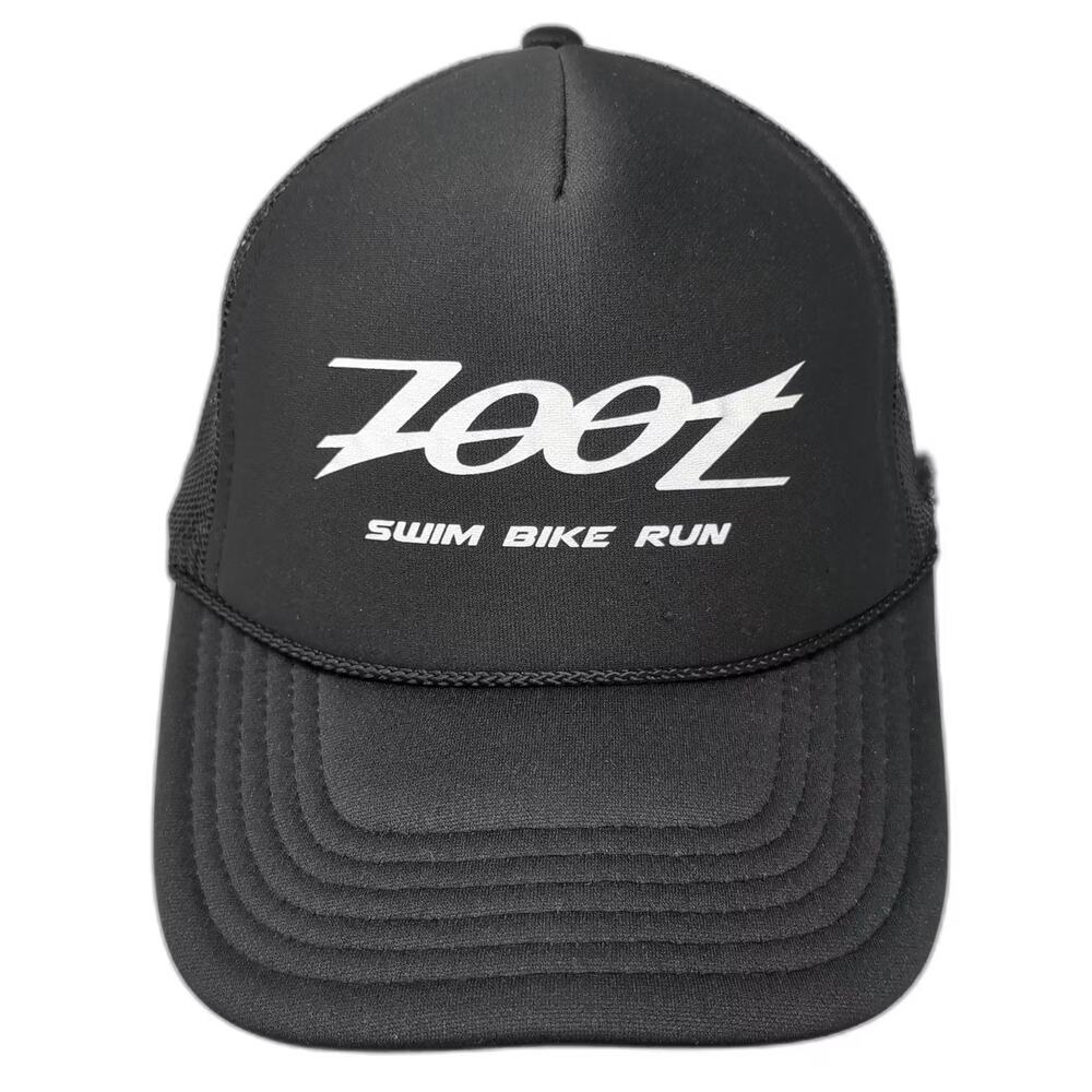 Zoot Triathlon Trucker Hat Black White One Size Mesh Foam Rope Sport Adjustable